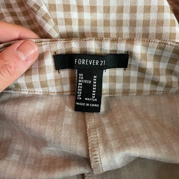 forever 21 beige and white plaid pants - Picture 1 of 3